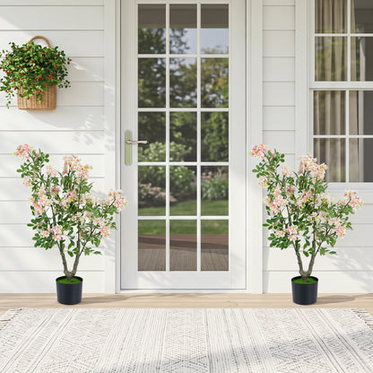 Artificial Impatiens Tree 36" with Flowers and Fruits - Pink