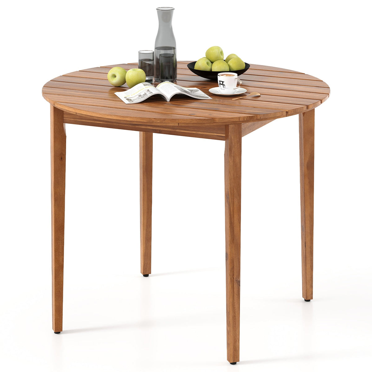 36 inch Acacia Wood Round Outdoor Dining Table for 4 People