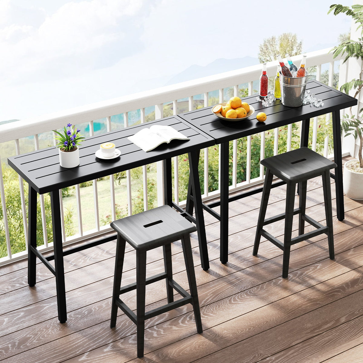 36 Inches Patio Counter Height Bar Table with Adjustable Foot Pads