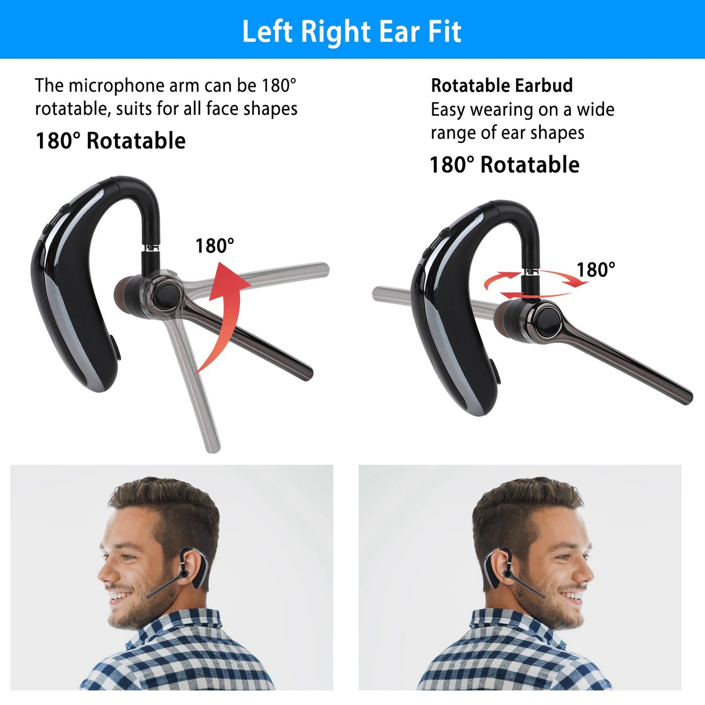 Wireless Earpiece V5.0 with ENC Noise Cancellation