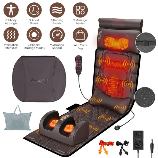 Full Body Massage Mat with Heat and Shiatsu Neck & Foot Massagers