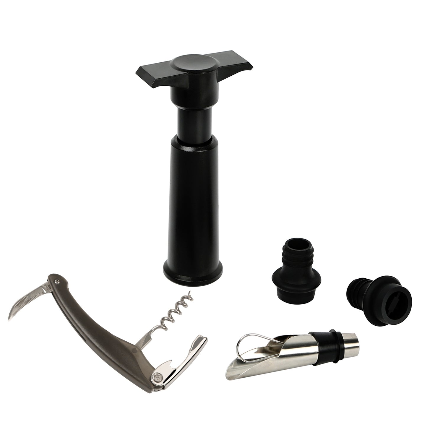 Wine Bottle Opener Set - 5 Piece Accessory Kit with Corkscrew