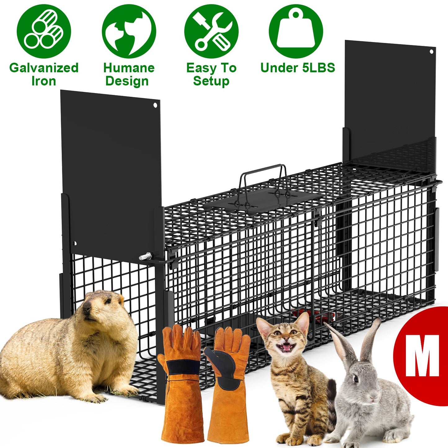40in Humane Live Animal Trap Cage for Raccoons & Opossums
