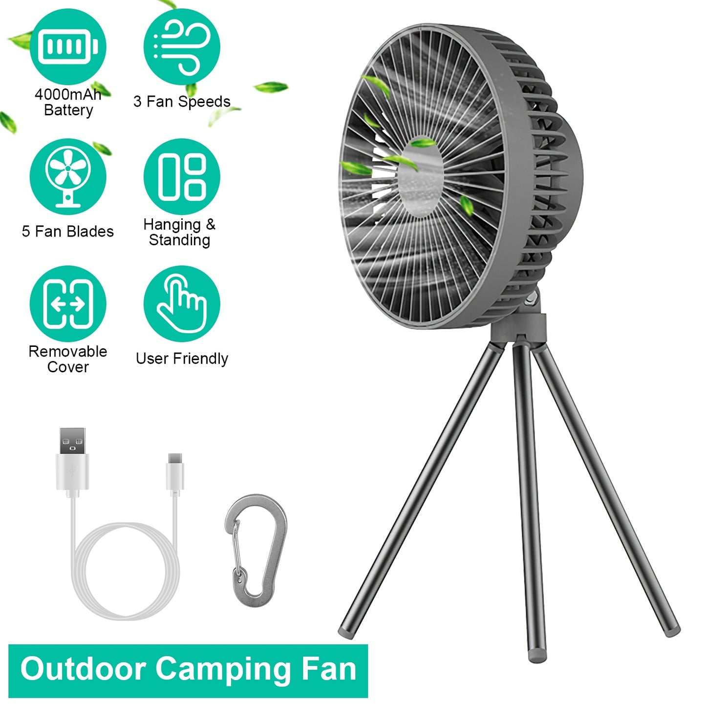 Camping Fan with LED Lantern 10000mAh Rechargeable Battery