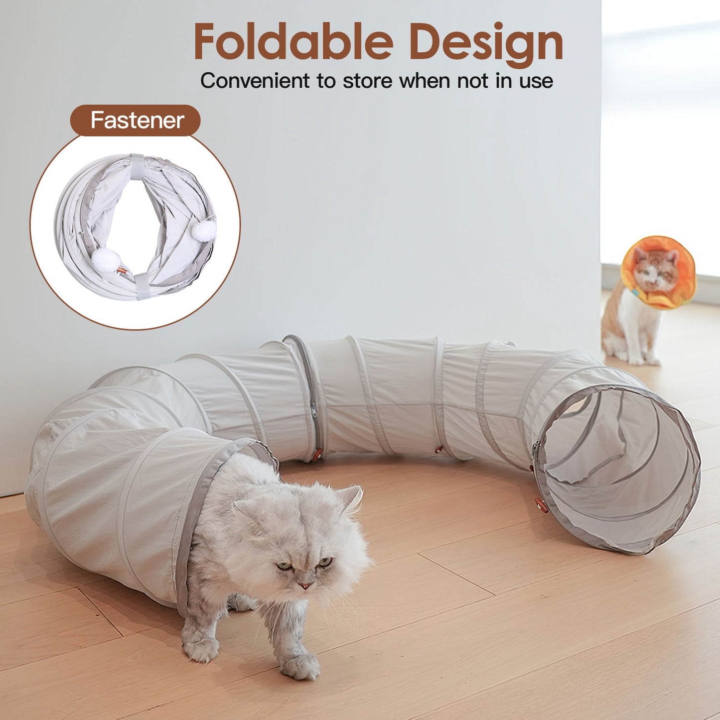 Cat Tunnel Bed with Interactive Balls & Cooling Mat