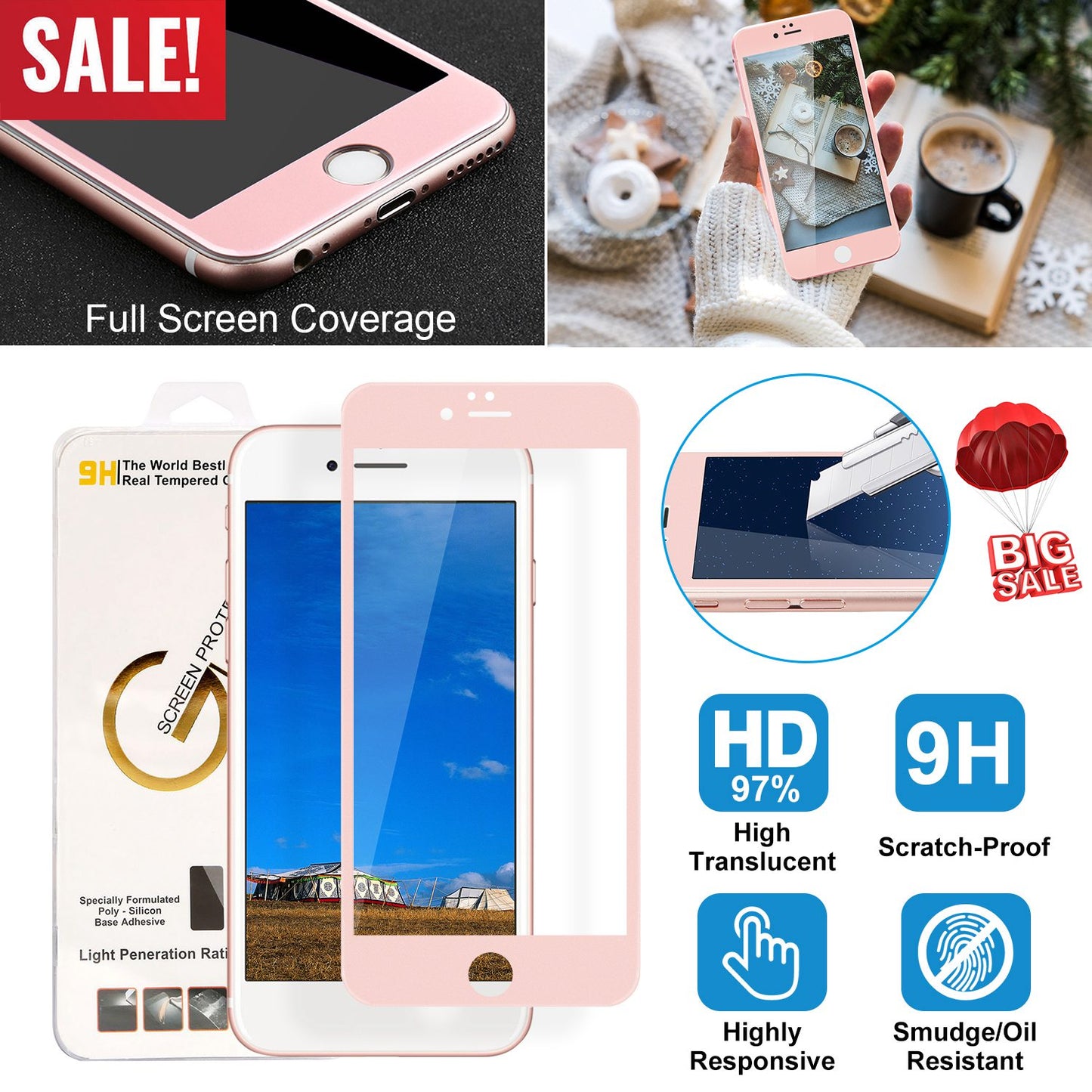 iPhone 6 Plus Tempered Glass Screen Protector 3D Edge
