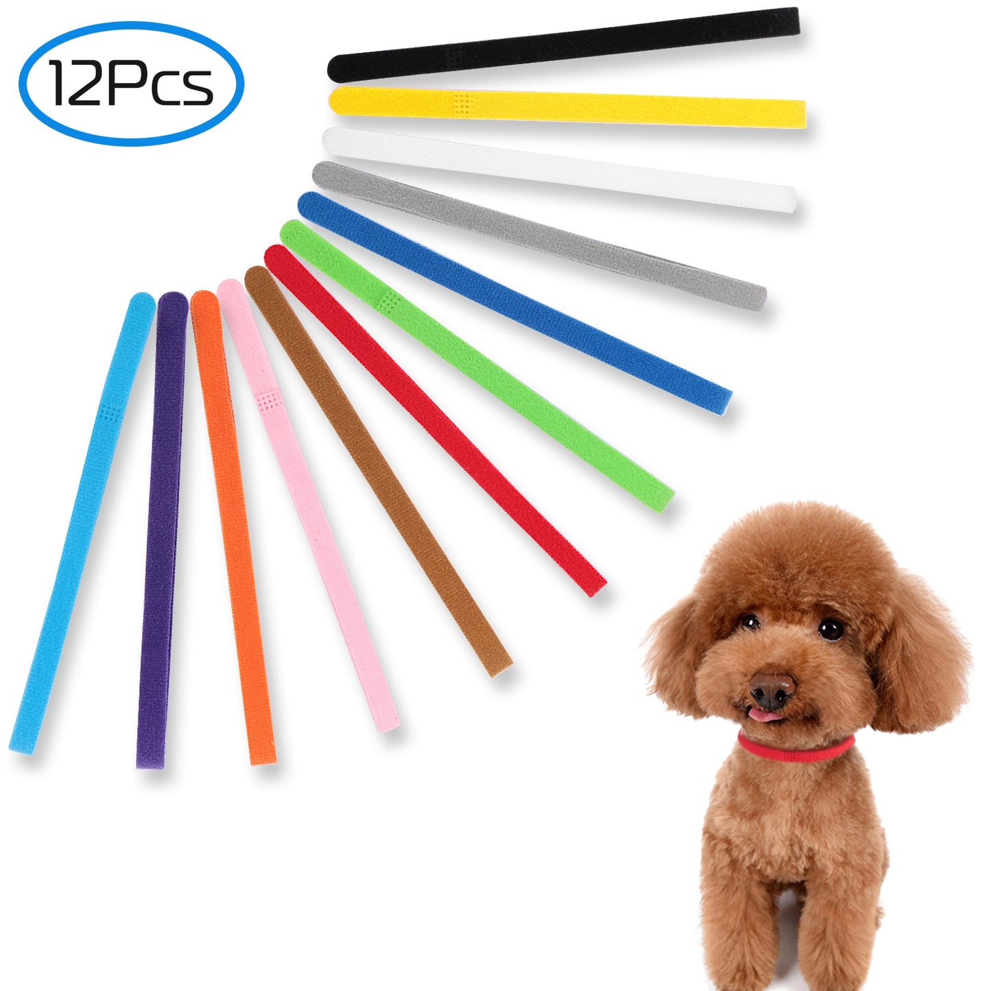 Whelping Puppy ID Collars 12-Pack Adjustable Identification Bands