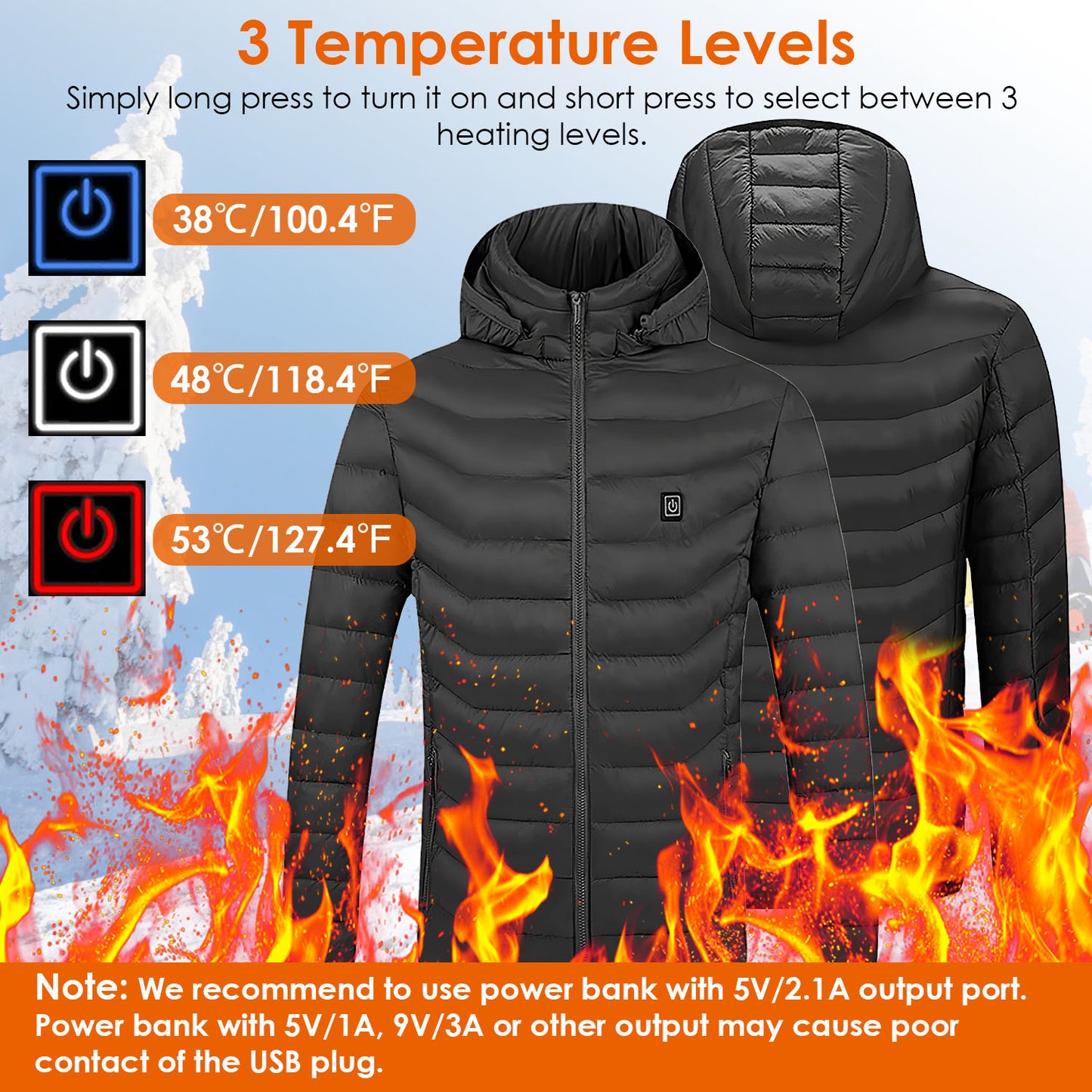 Heated Jacket Electric Heating Coat
