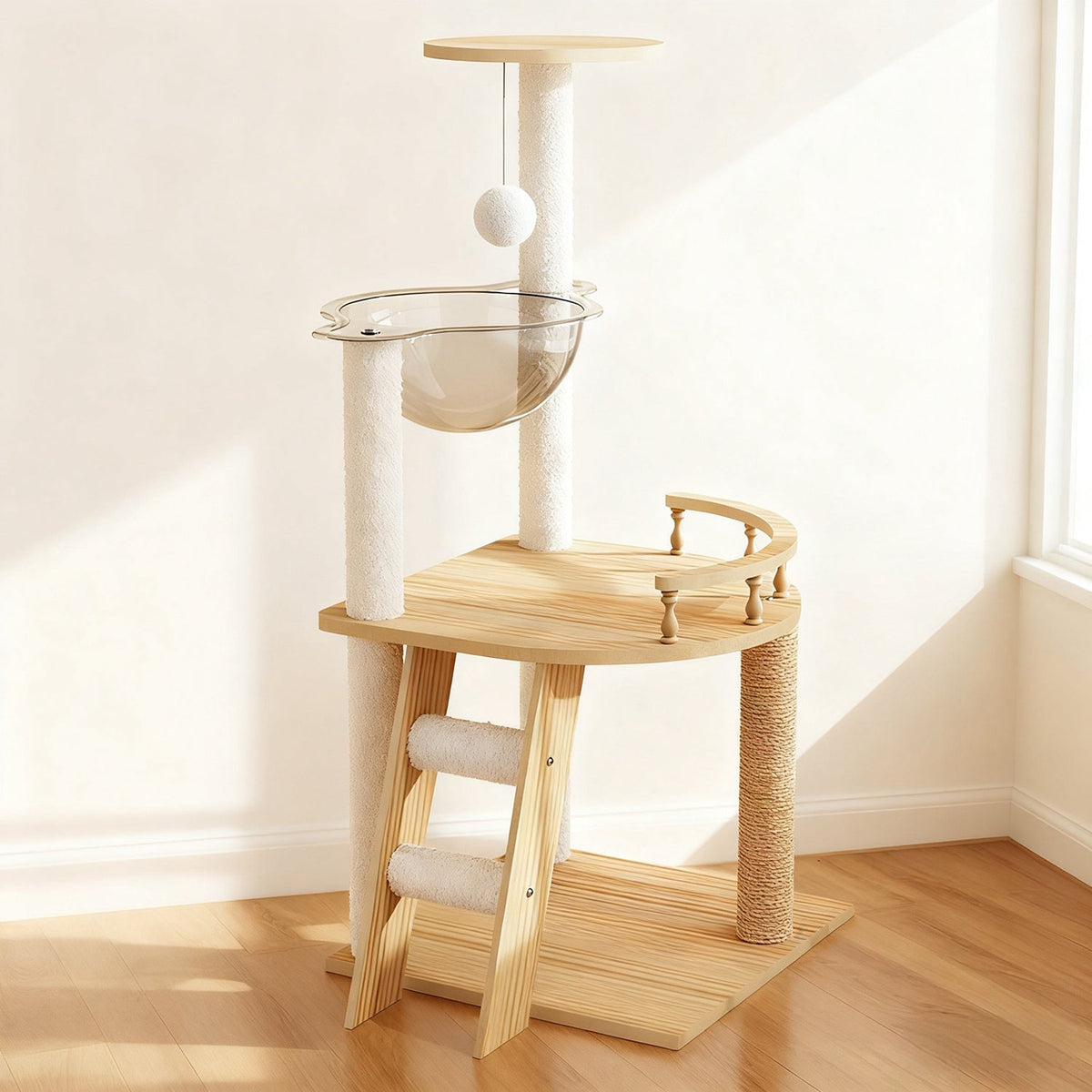 Cat Tree Tower 41" with Acrylic Hammock & Sisal Posts
