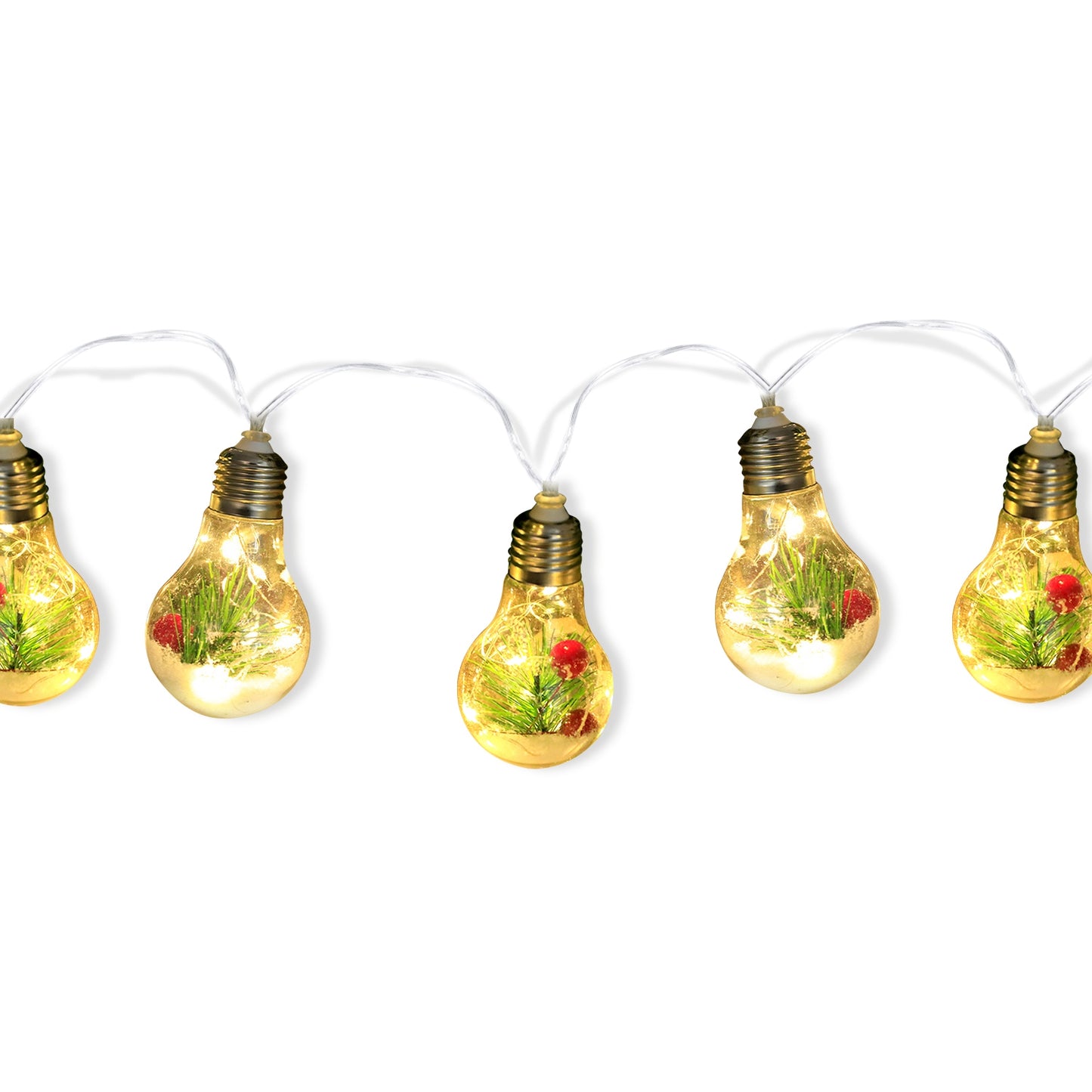Snow Globe String Lights 10 LED Battery Powered Christmas Decor