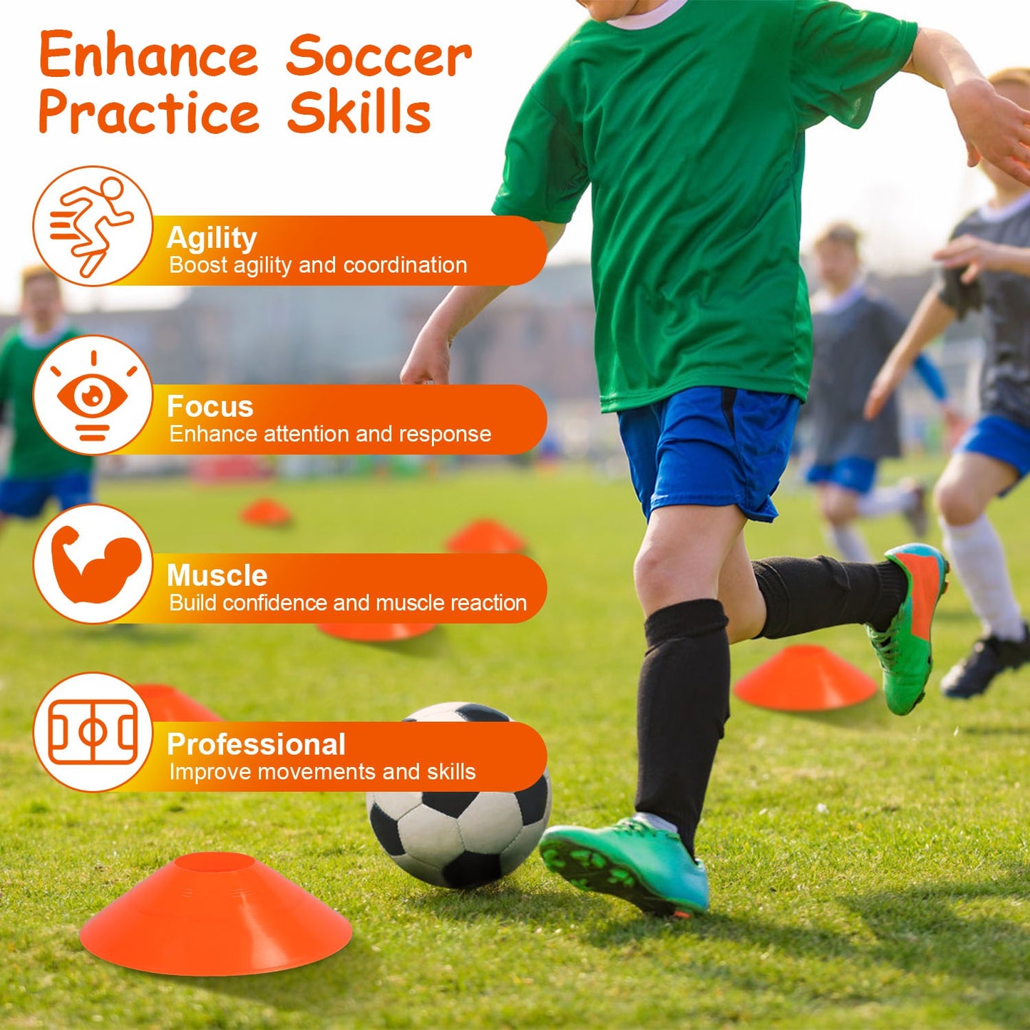 Kids Soccer Goals Set with Training Equipment for Ages 3+