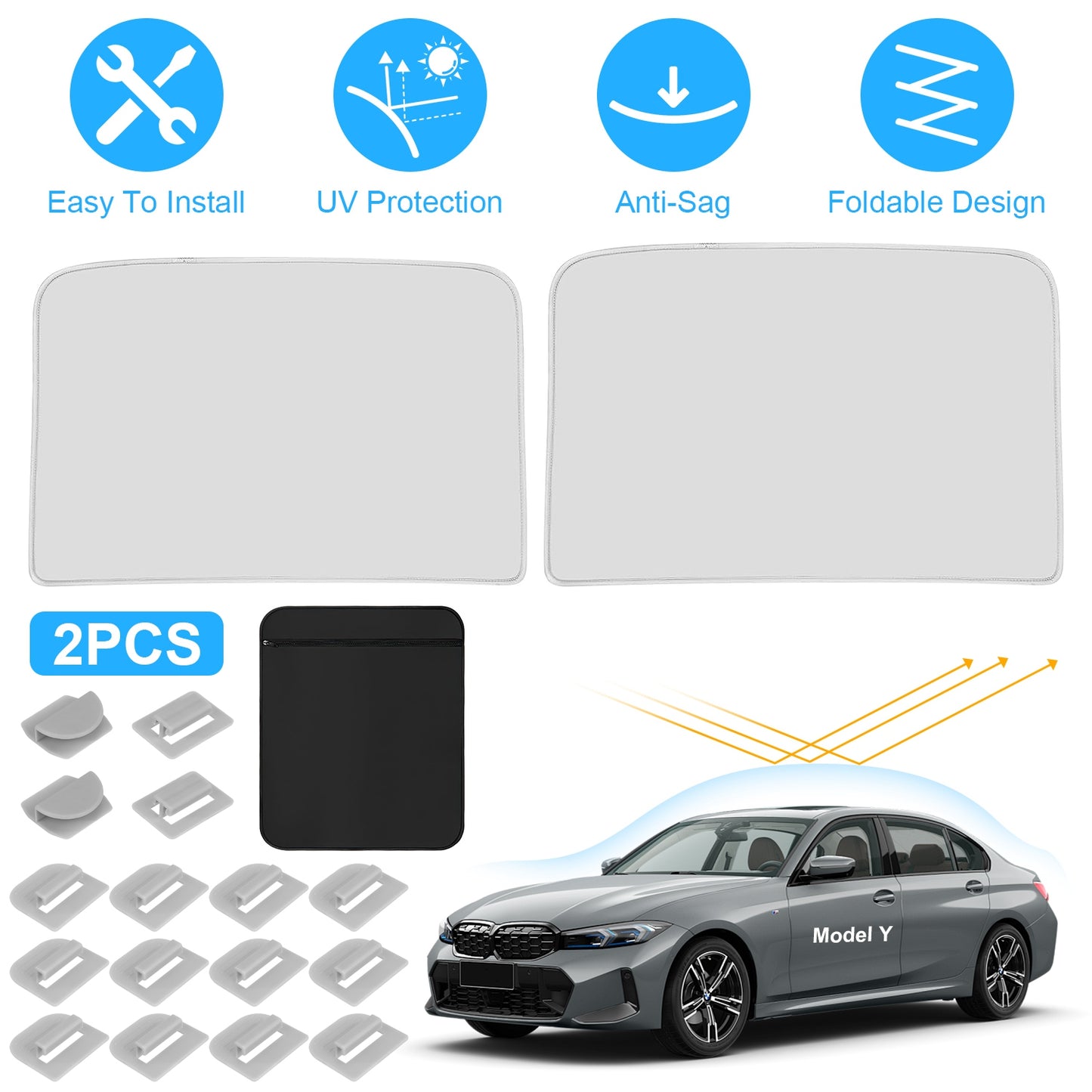 Tesla Model Y Sunshade Roof with UV Protection 2020-2024
