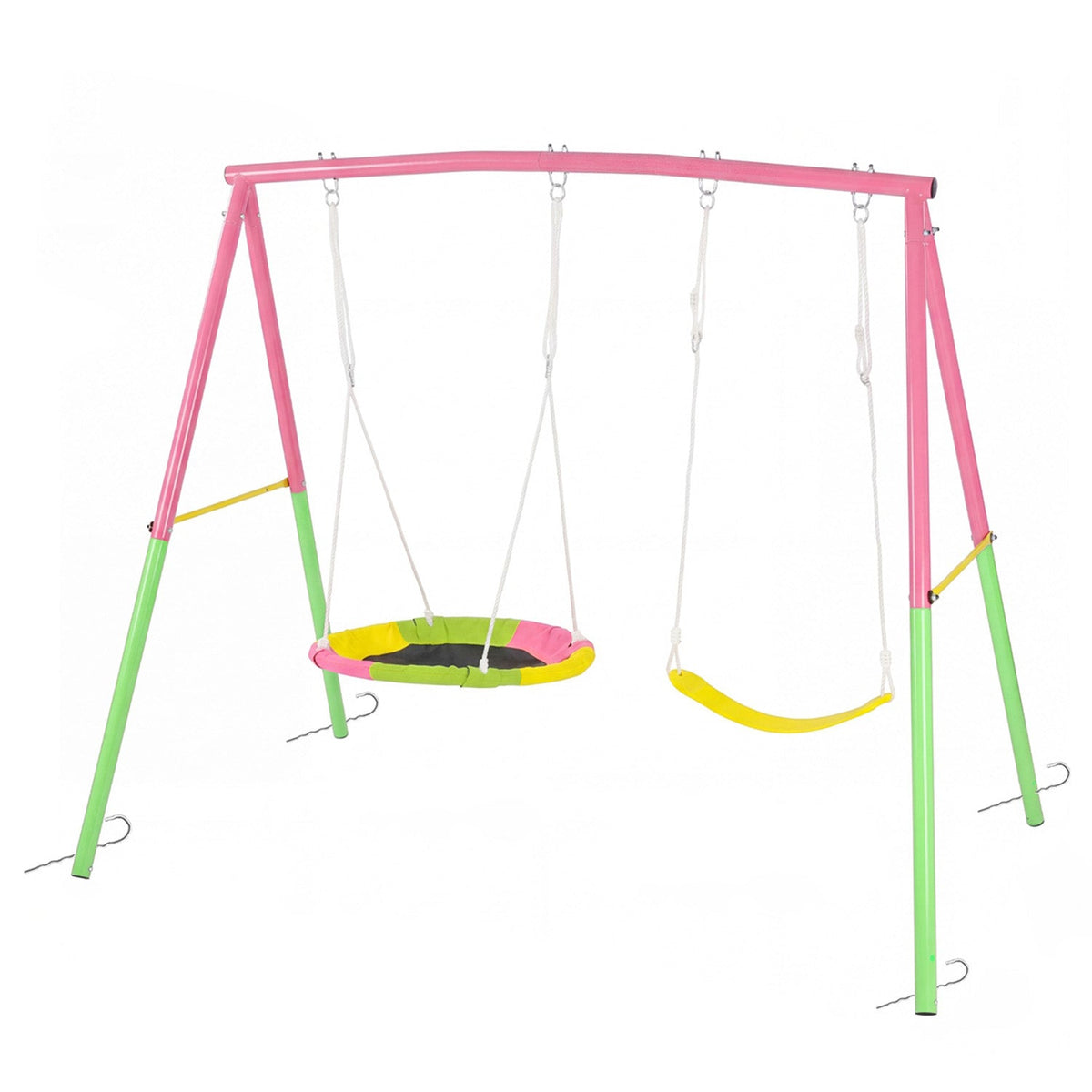Outdoor Swing Set with Saucer & Belt Swings - 330lbs Capacity
