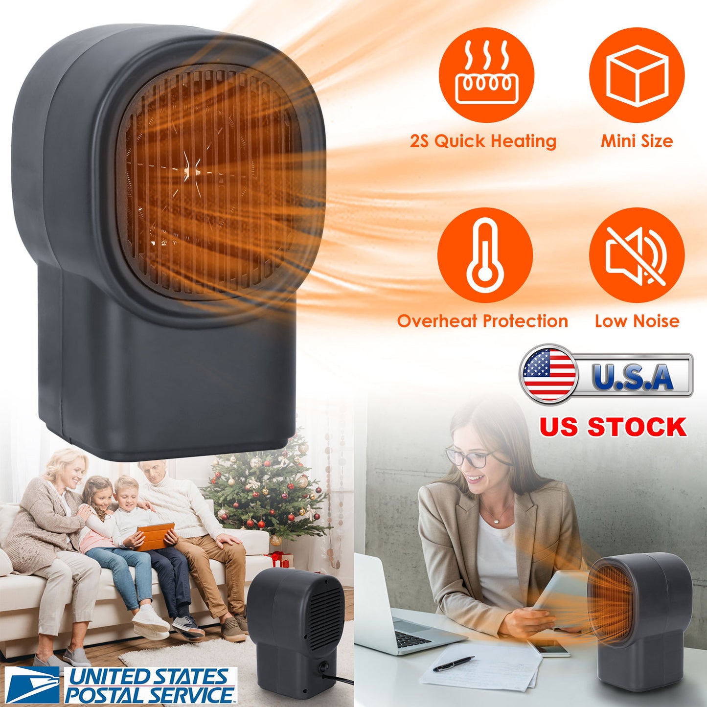 400W Portable Electric Space Heater for Home & Office