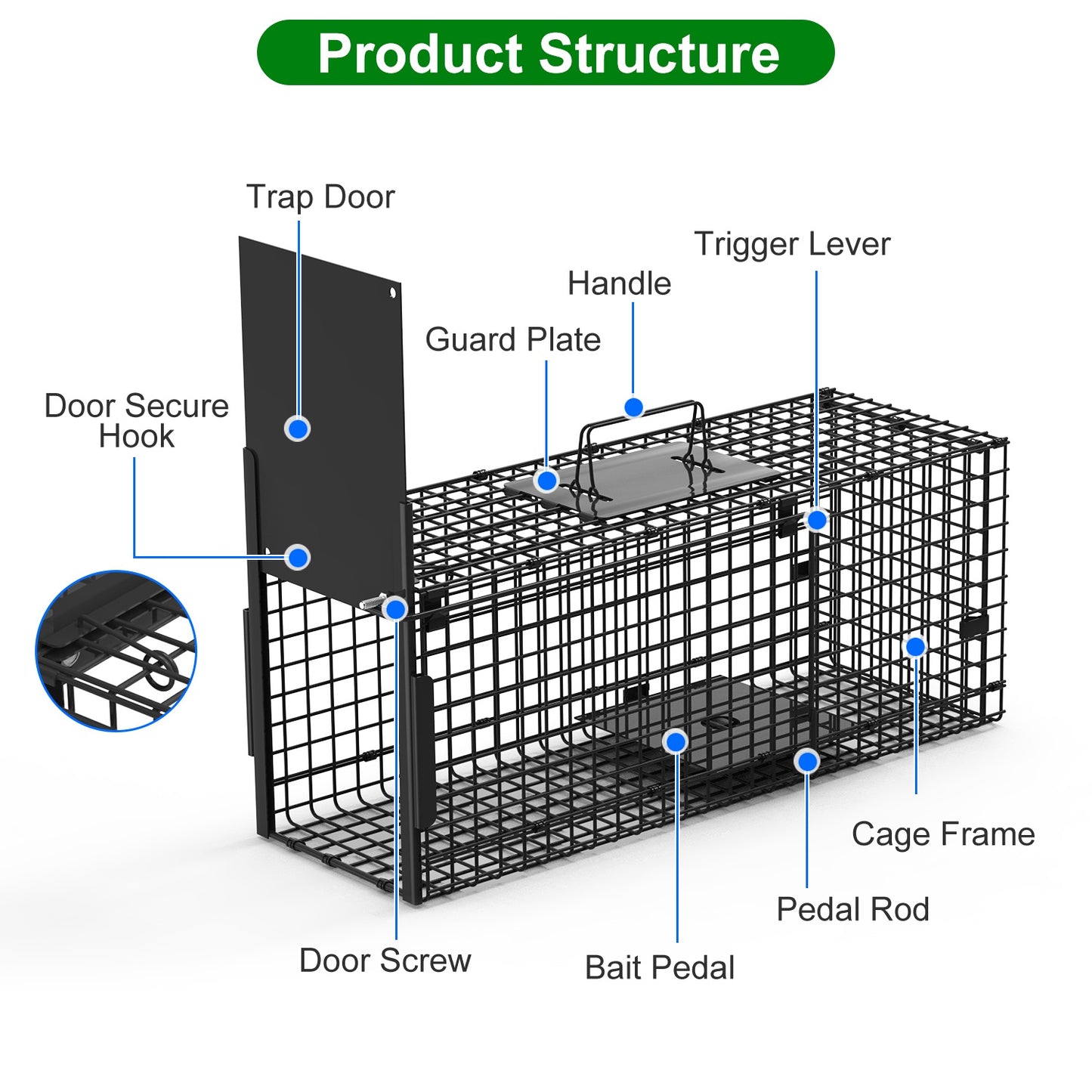 40in Humane Live Animal Trap Cage for Raccoons & Opossums