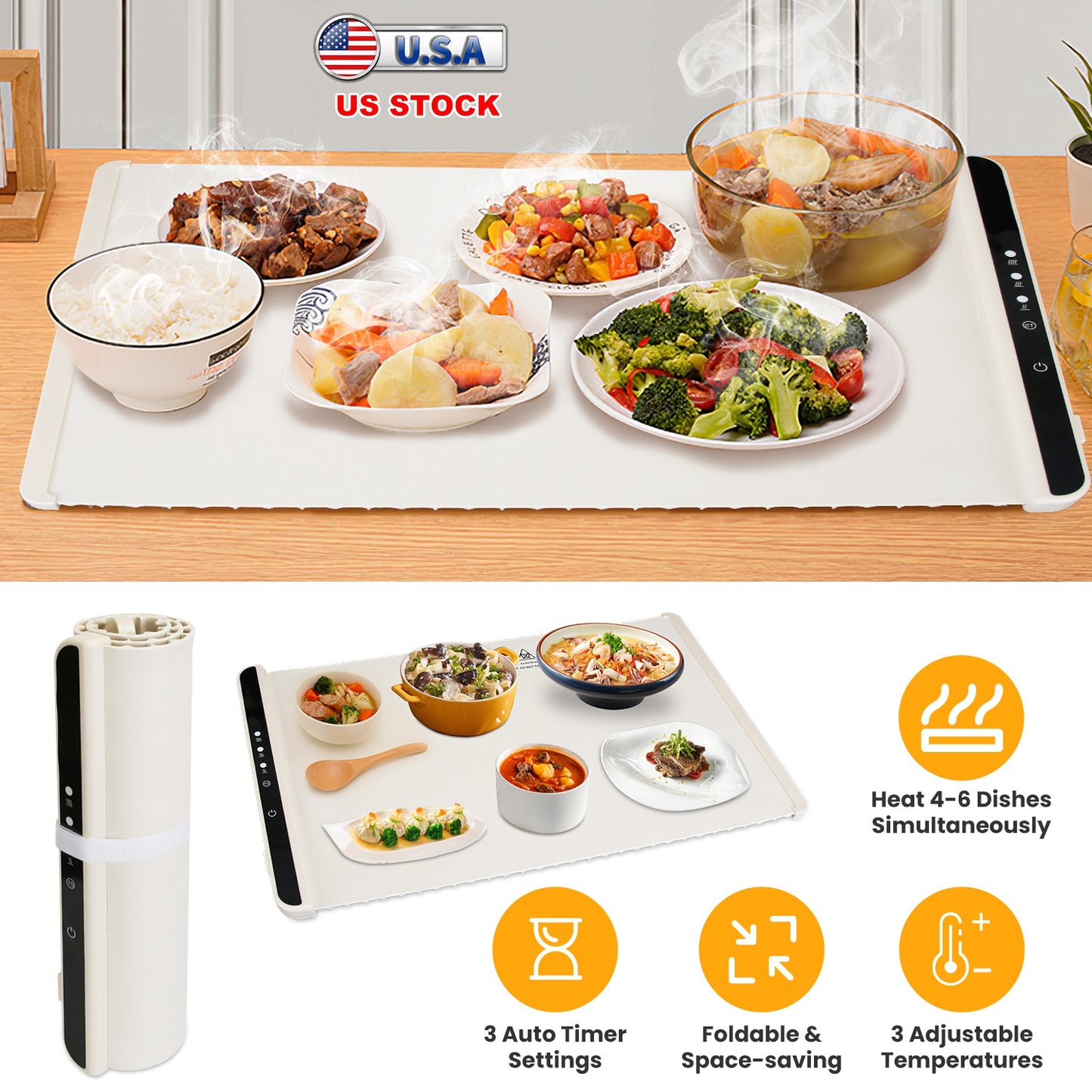 Electric Warming Tray with Adjustable Temperature Control