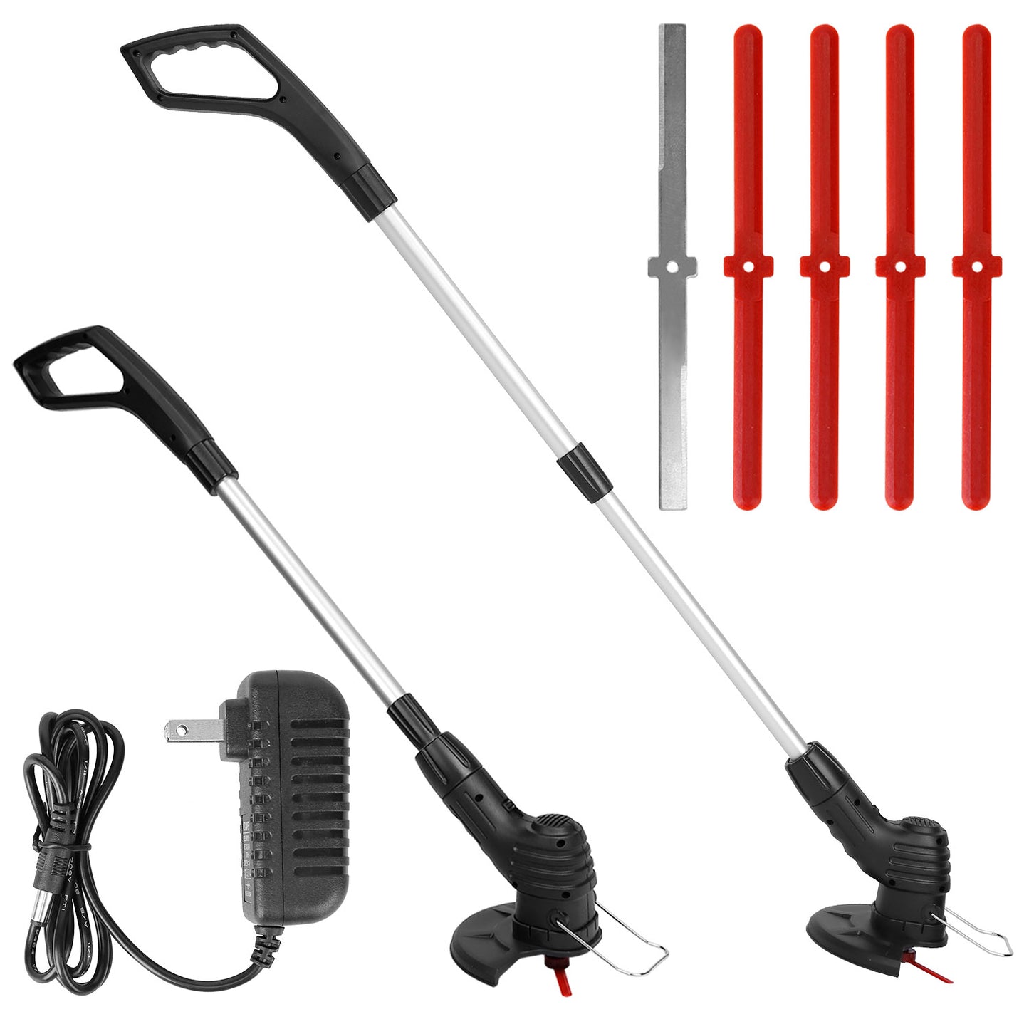 Cordless Grass Trimmer with Extendable Pole & 5 Blades