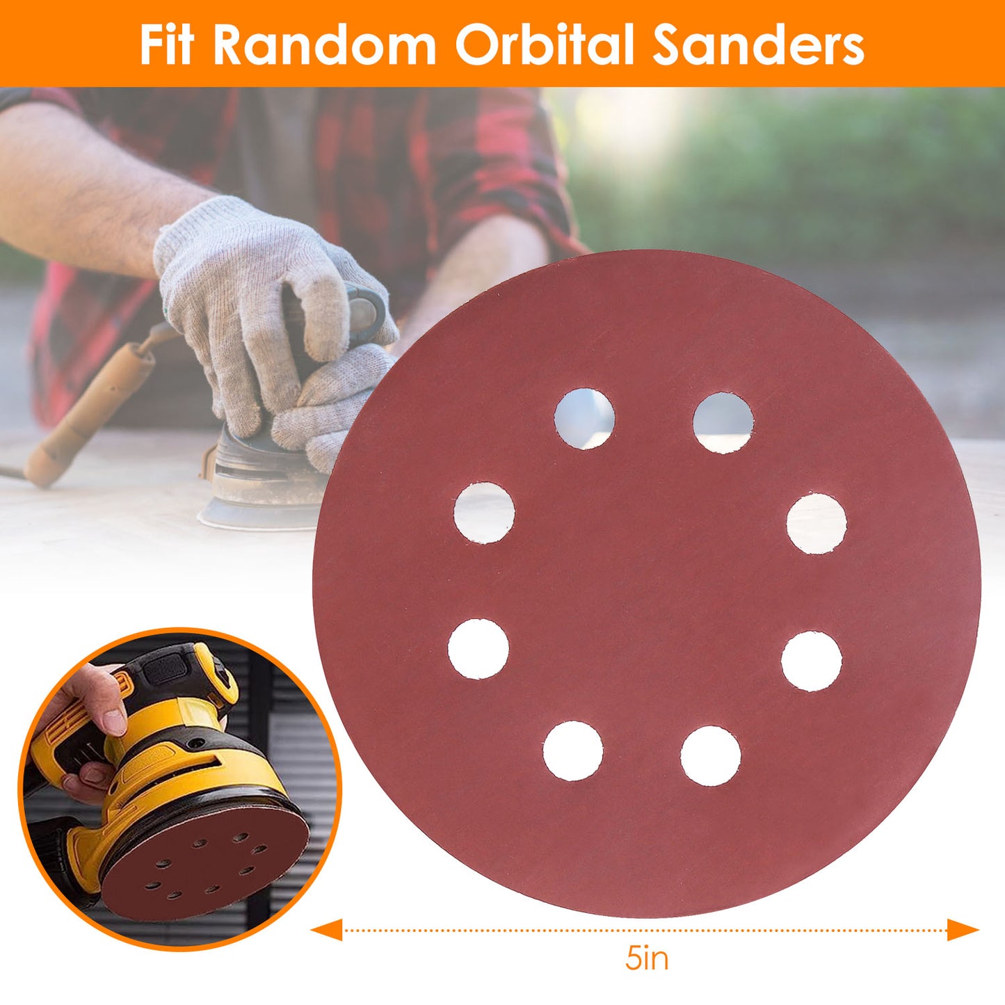5 Inch Sanding Discs 2000 Grit - 120 Pack with 8 Holes