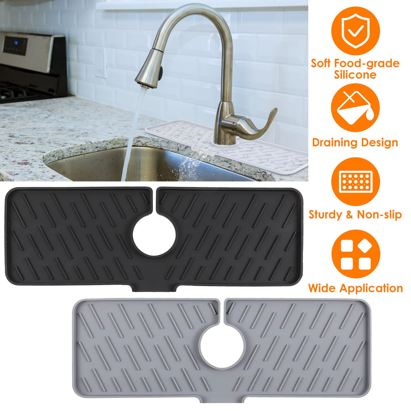 Silicone Faucet Mat for Kitchen Sink Splash Guard