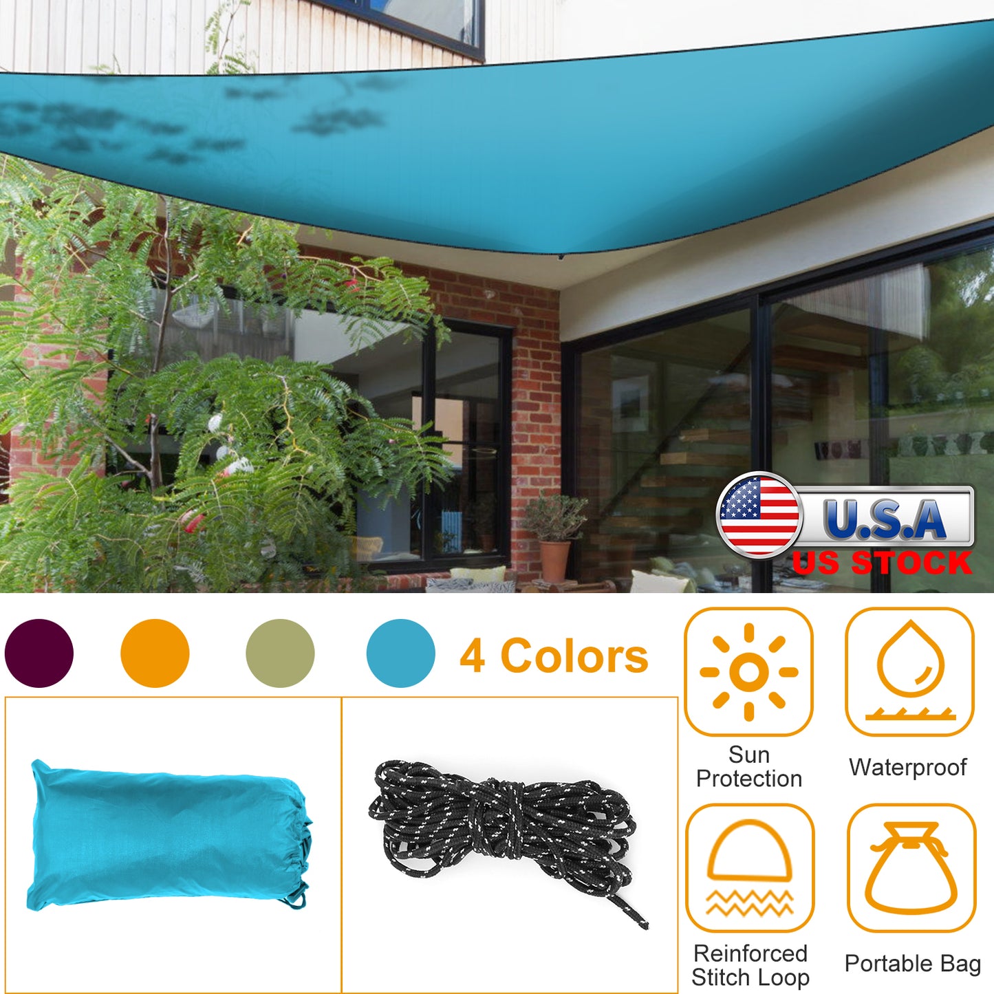 Triangle Shade Sail Canopy - Waterproof Outdoor Sun Shelter