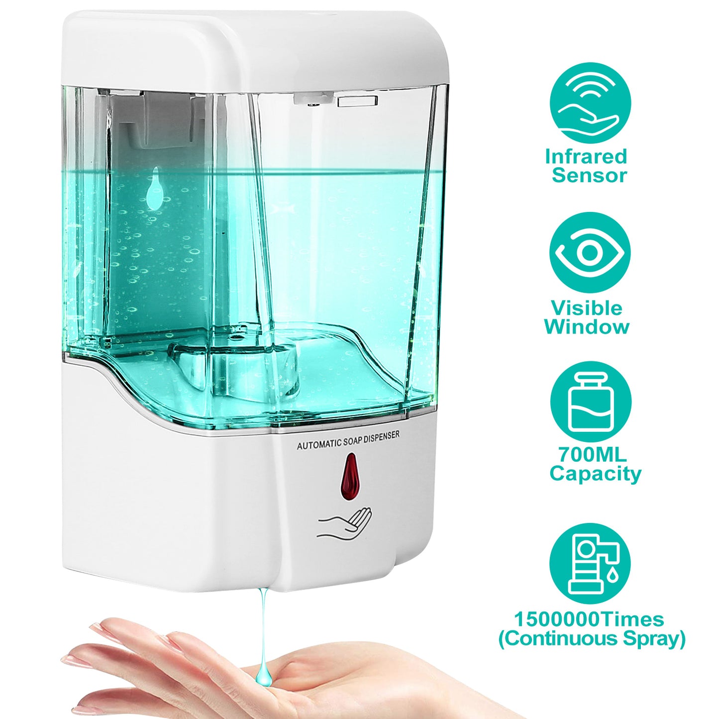 Automatic Soap Dispenser 700ML Wall Mounted Touchless Sensor