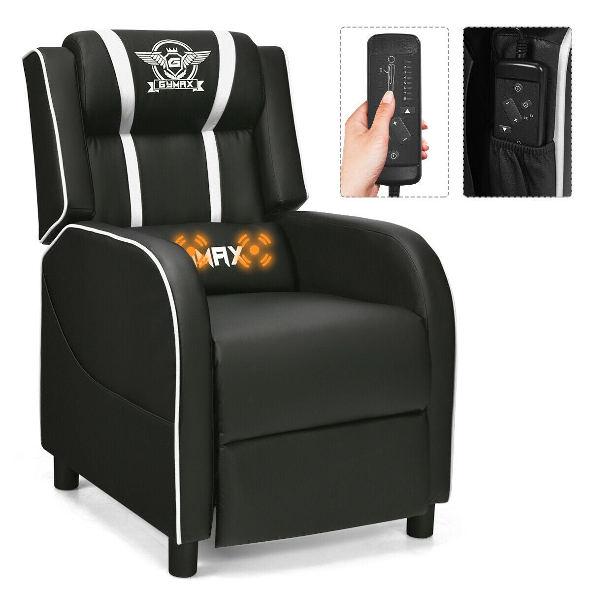 Gaming Recliner Chair with Massage and Footrest