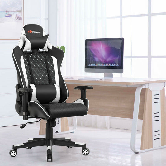Gaming Chair with Massage Lumbar Support and Headrest
