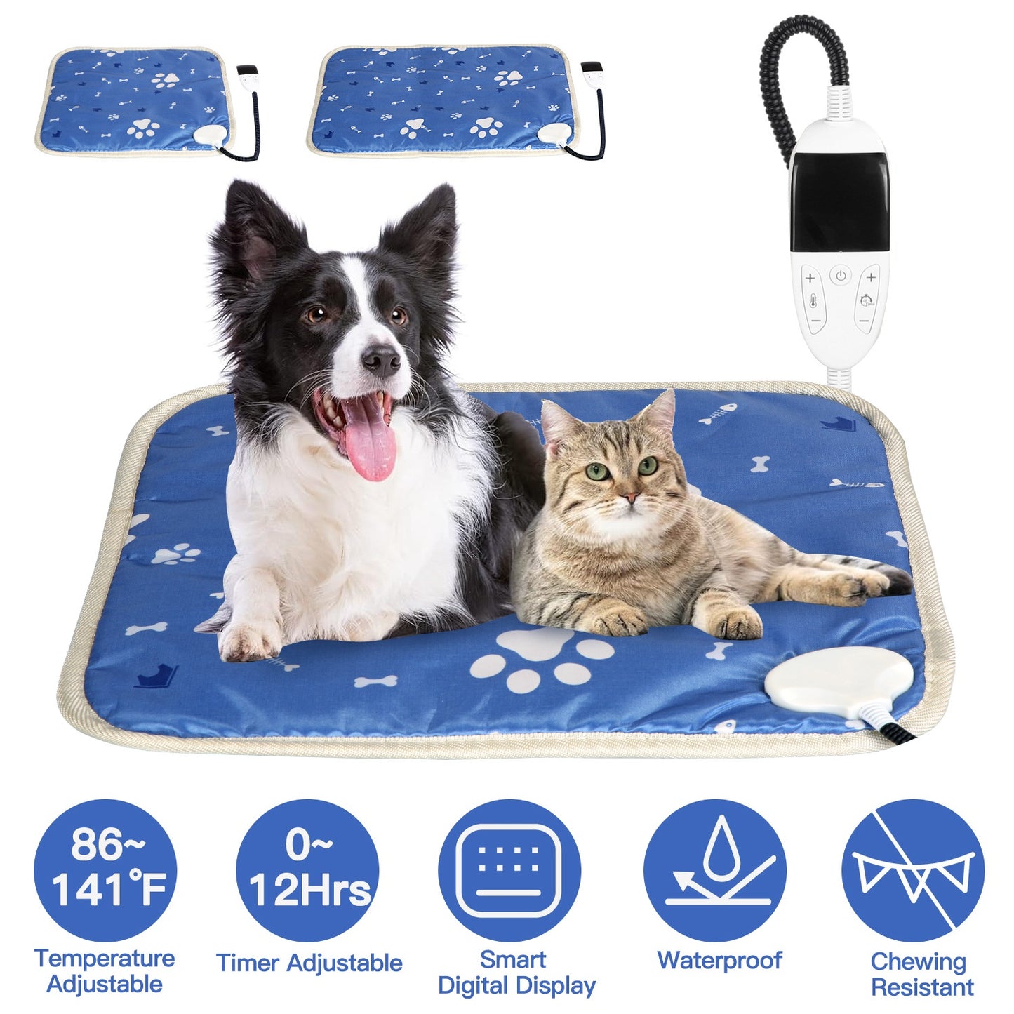 Pet Heating Pad with 9 Temperature Levels & Timer Settings