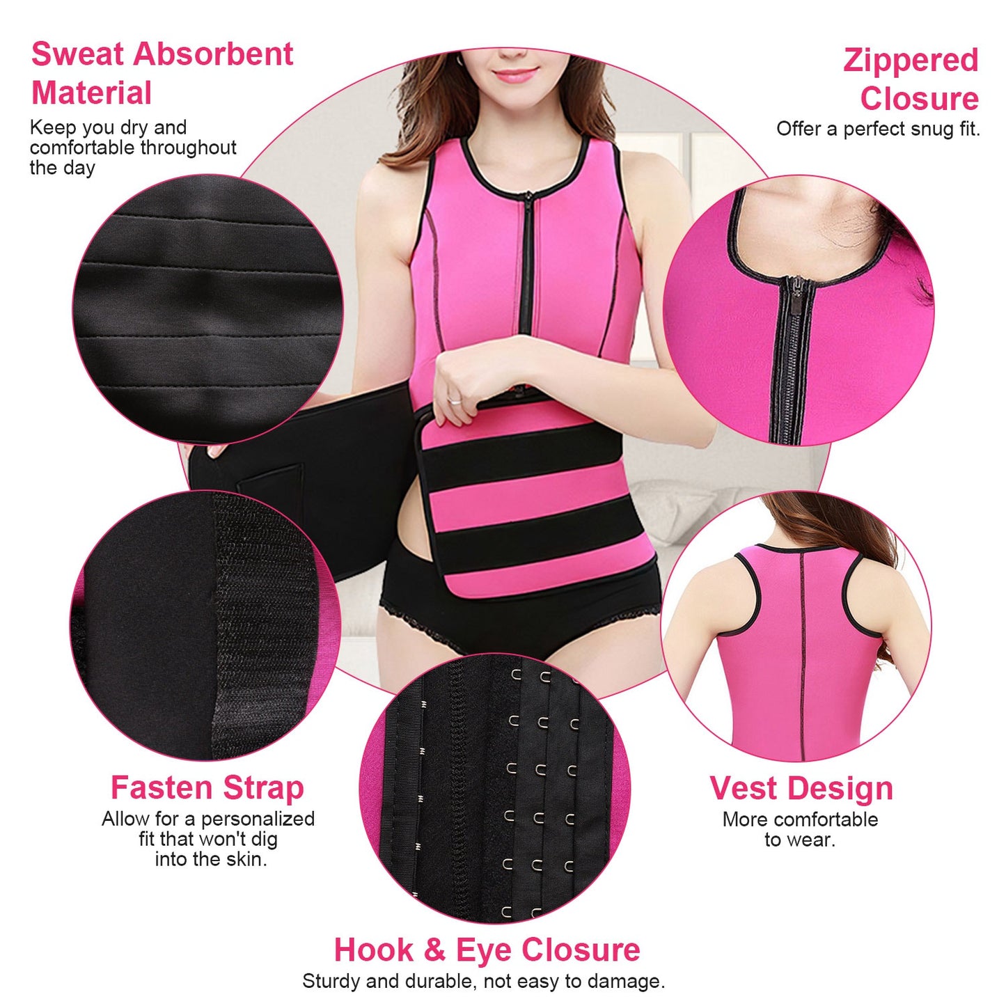 Waist Trainer Vest for Women with Zipper Closure