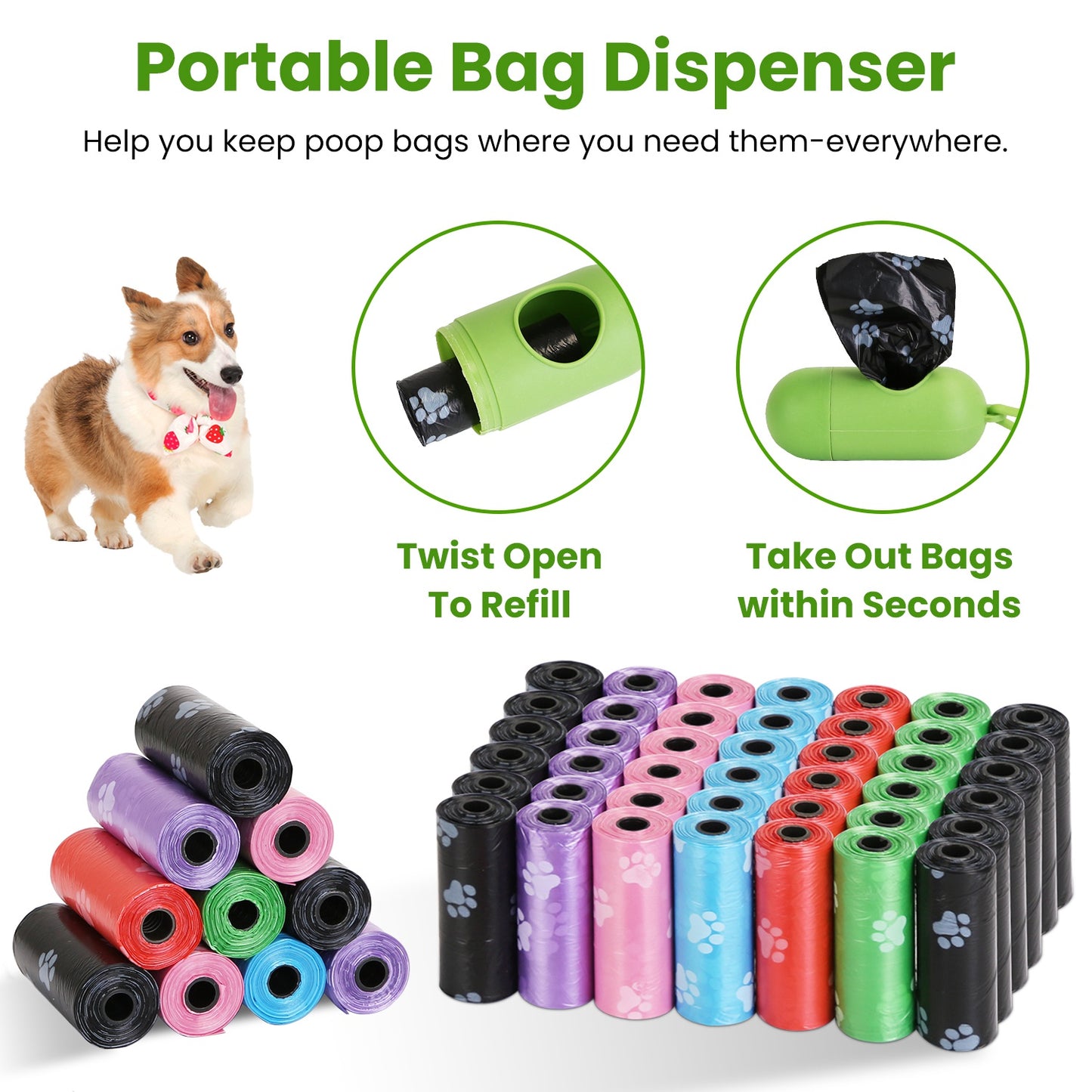 Dog Waste Bags 675 Count with Dispenser and Leash Clip