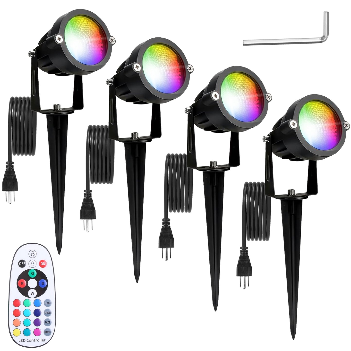 RGBW Landscape Spotlight Set with Remote Control (4-Pack)
