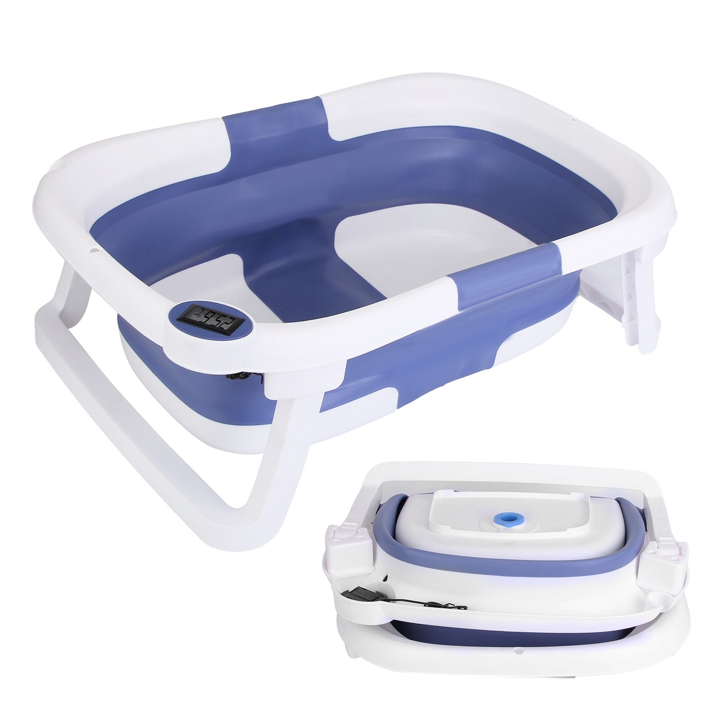 Collapsible Baby Bathtub with Thermometer for 0-24 Months