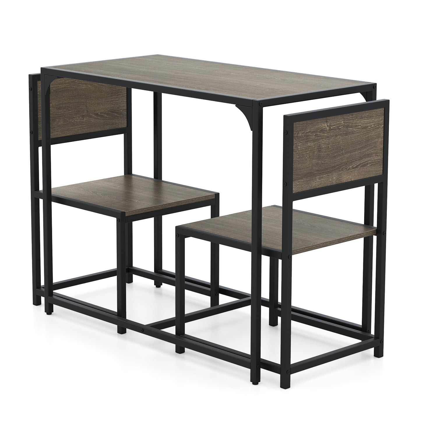 3-Piece Compact Dining Set with Metal Frame for Small Spaces