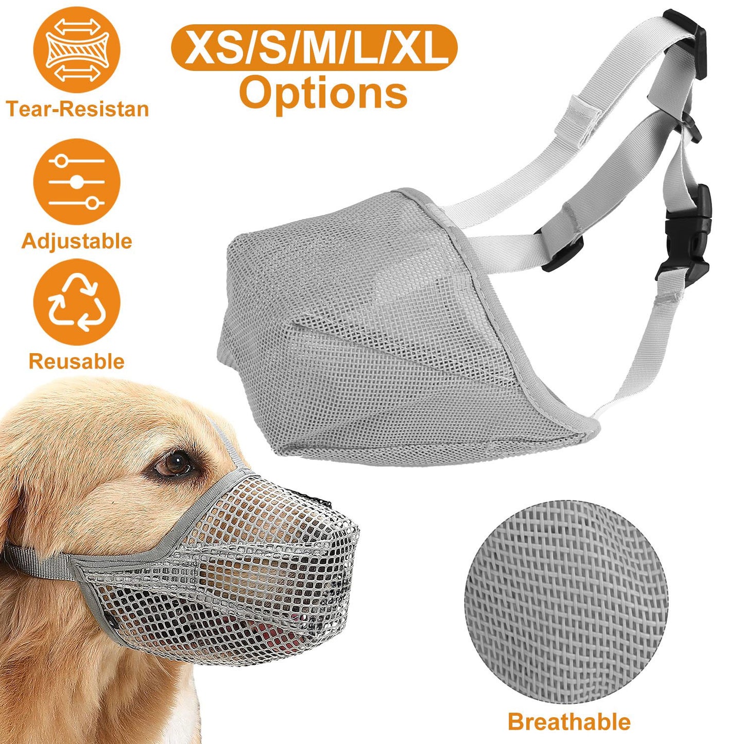 Soft Mesh Dog Muzzle with Adjustable Straps
