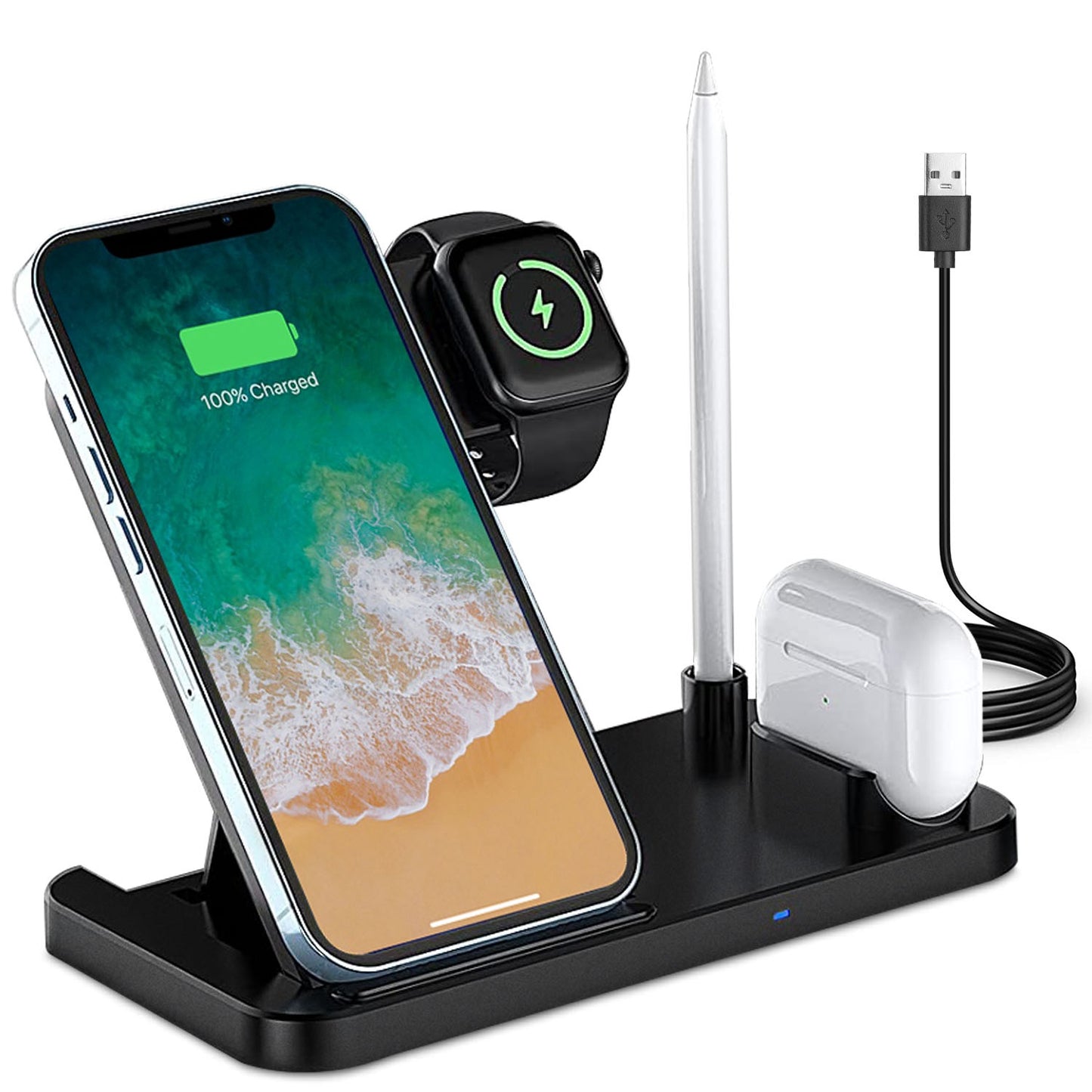 4-in-1 Wireless Charging Station with Foldable Stand