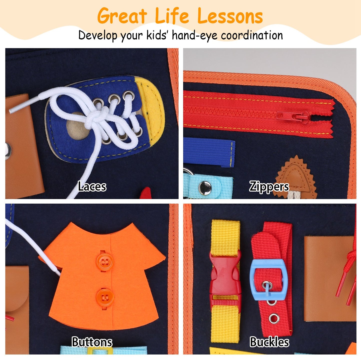 Busy Board Sensory Activity Toy for Toddlers Ages 1-6