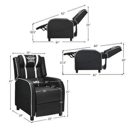 Gaming Recliner Chair with Massage and Footrest