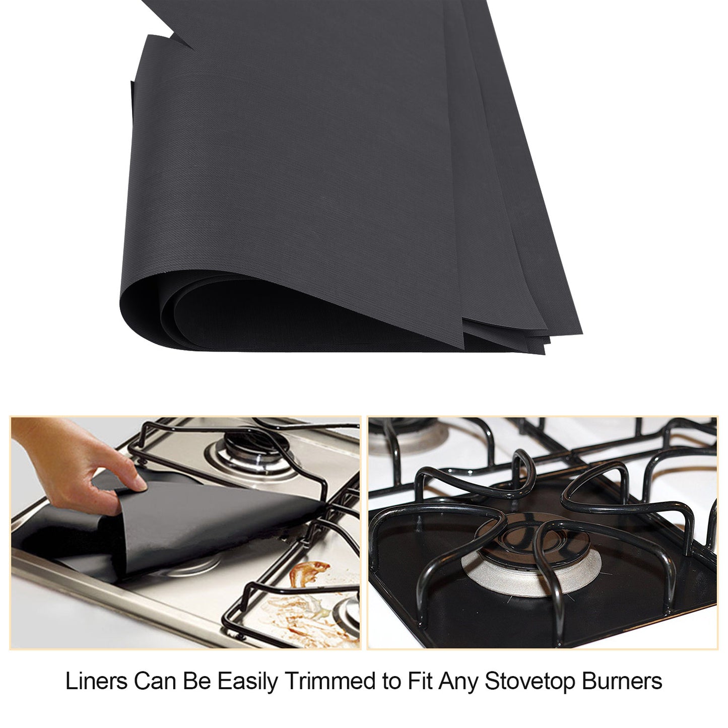 Stovetop Burner Protector Liners - 4 Pack Reusable Nonstick