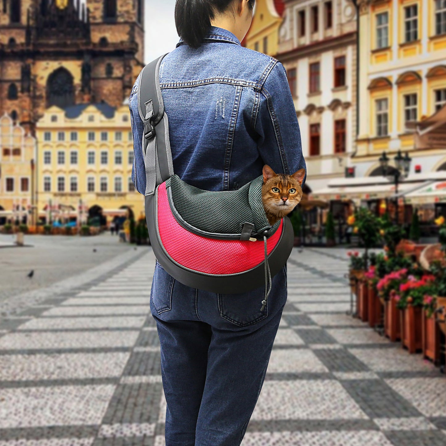 Pet Carrier Sling Bag for Small Dogs & Cats - Hands Free