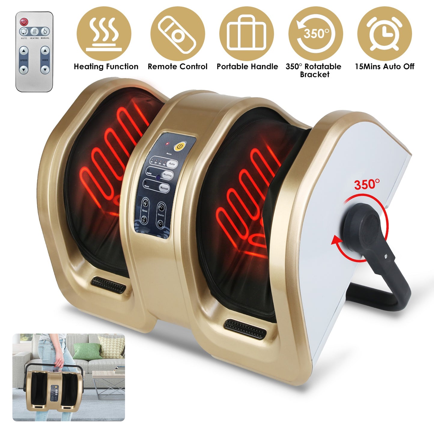Shiatsu Foot Massager with Heating and Auto Modes