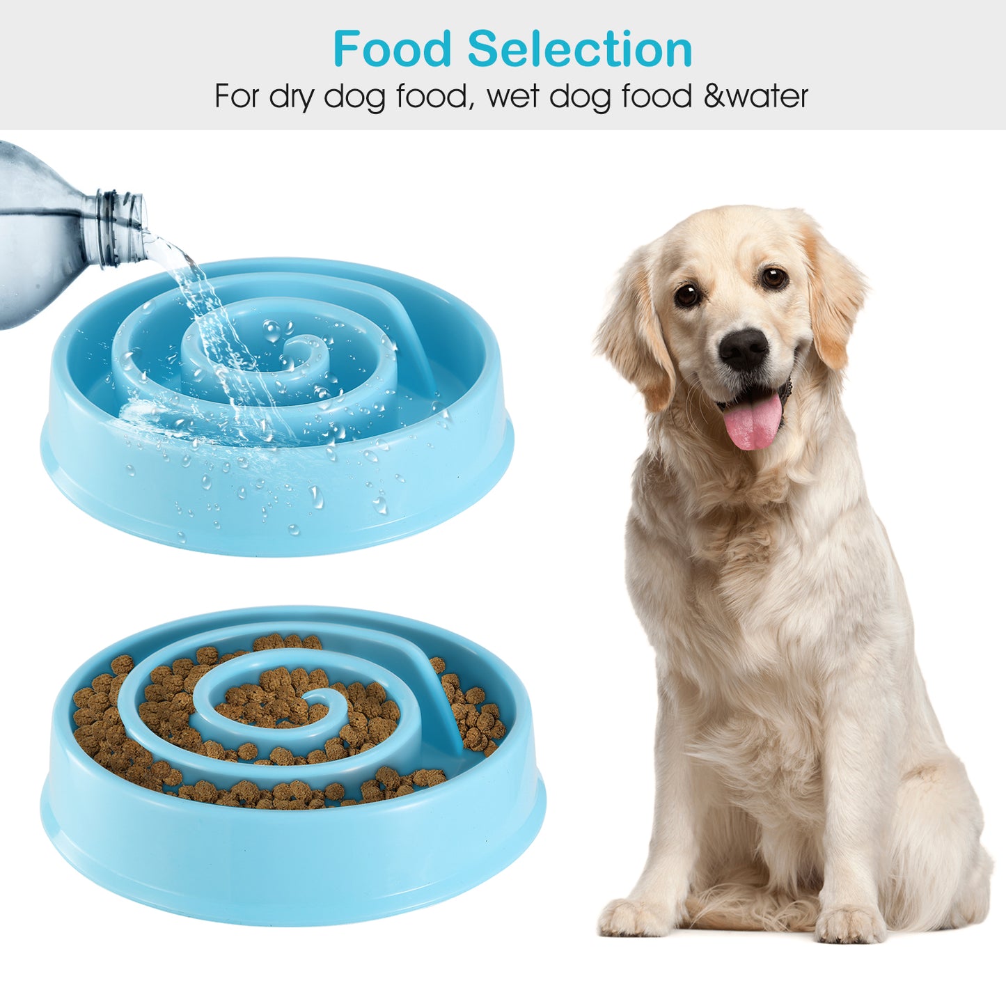 Slow Feeder Dog Bowl with Maze Design for Small & Medium Dogs