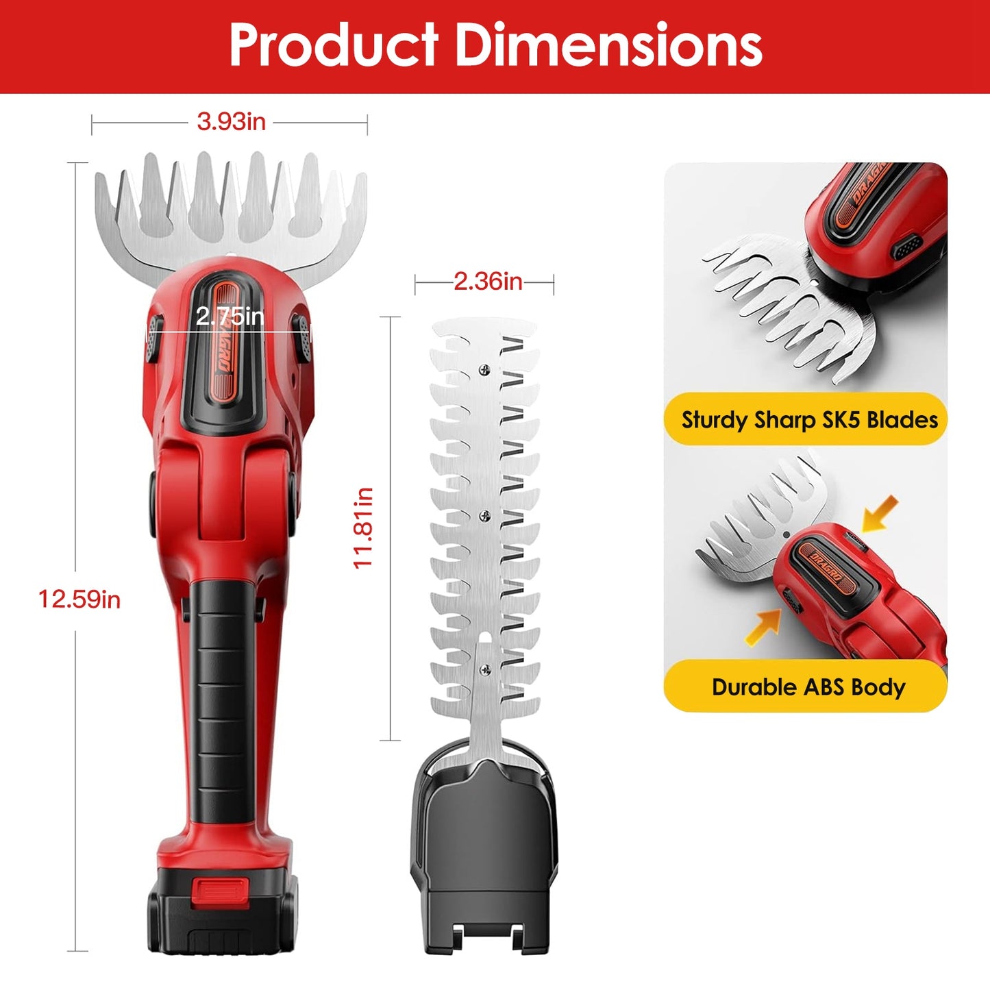 24V Cordless Grass Shear & Hedge Trimmer with 2 Blades