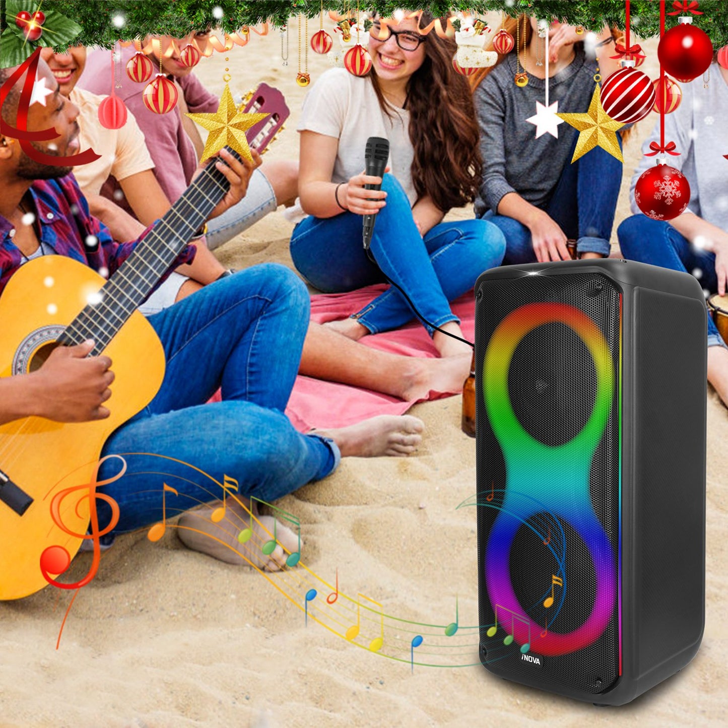 Portable Wireless Party Speaker with RGB Lights & Remote