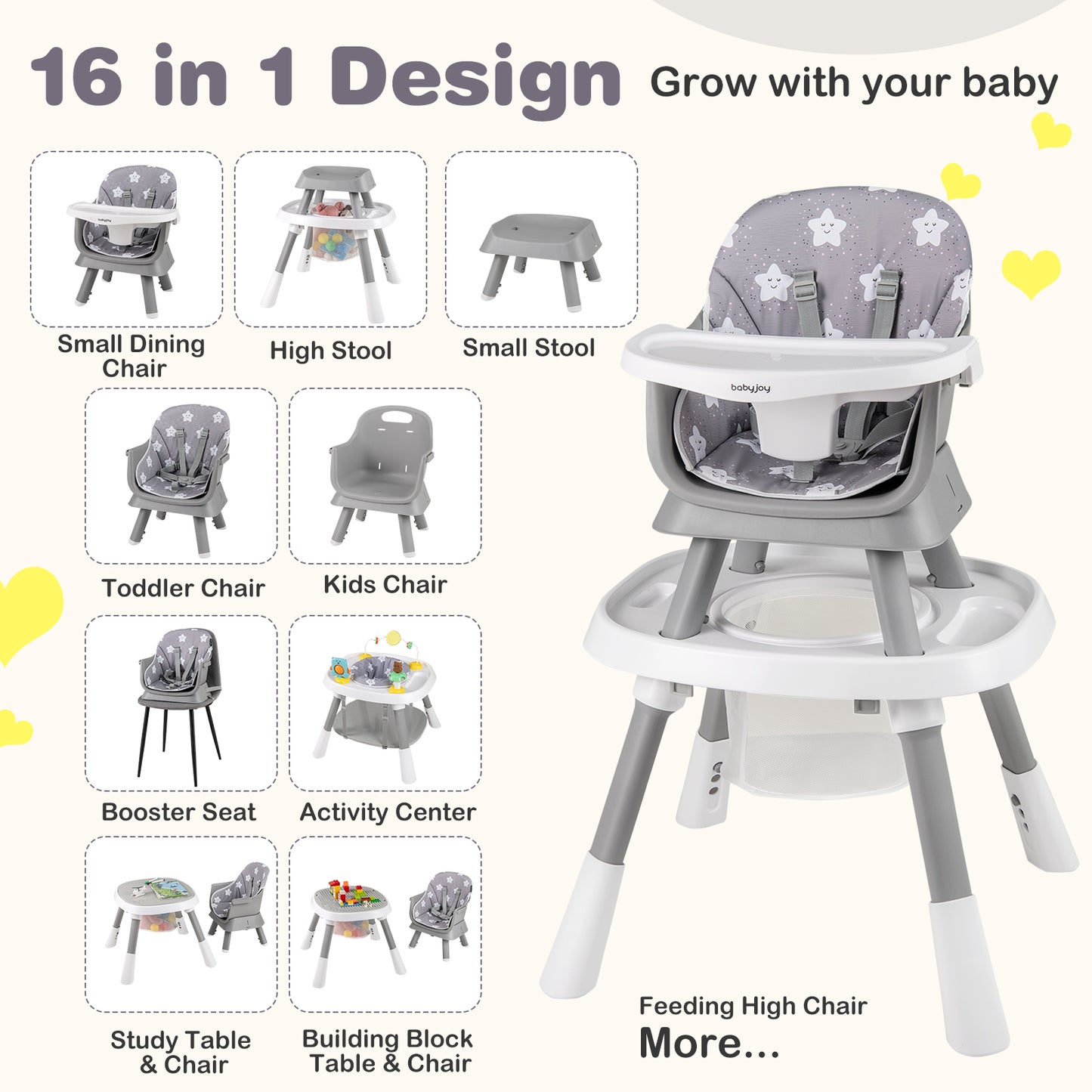 16-in-1 Convertible High Chair with Activity Center