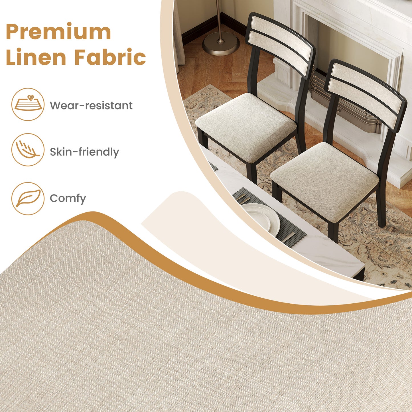 Dining Chairs Set of 2 with Ergonomic Tilt Backrest