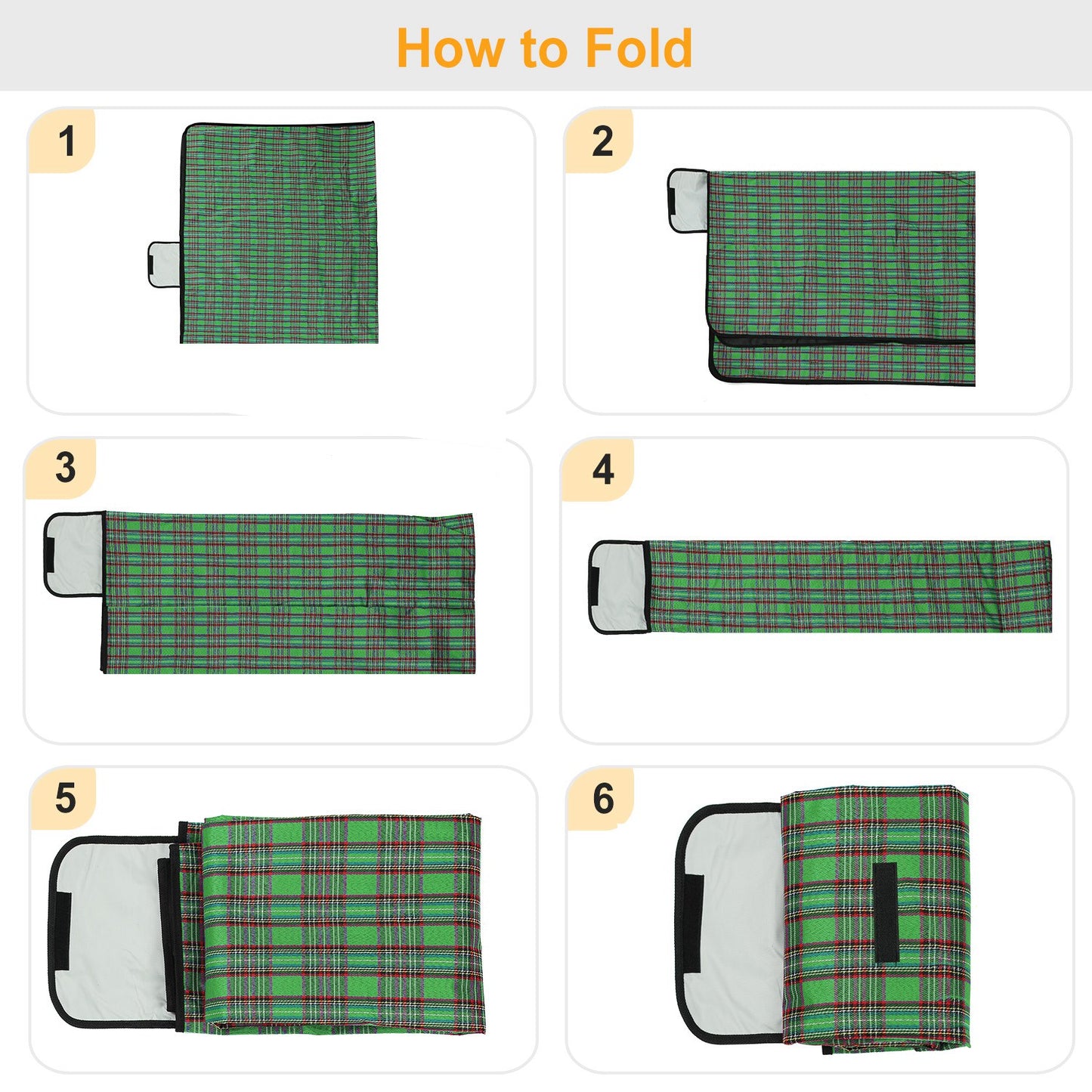 Waterproof Picnic Blanket 60x78 with Carrying Strap