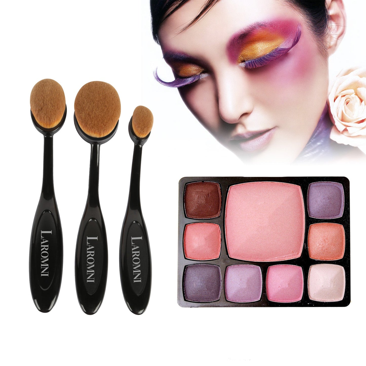Oval Makeup Brush Set - 10 Piece with Flexible Handles