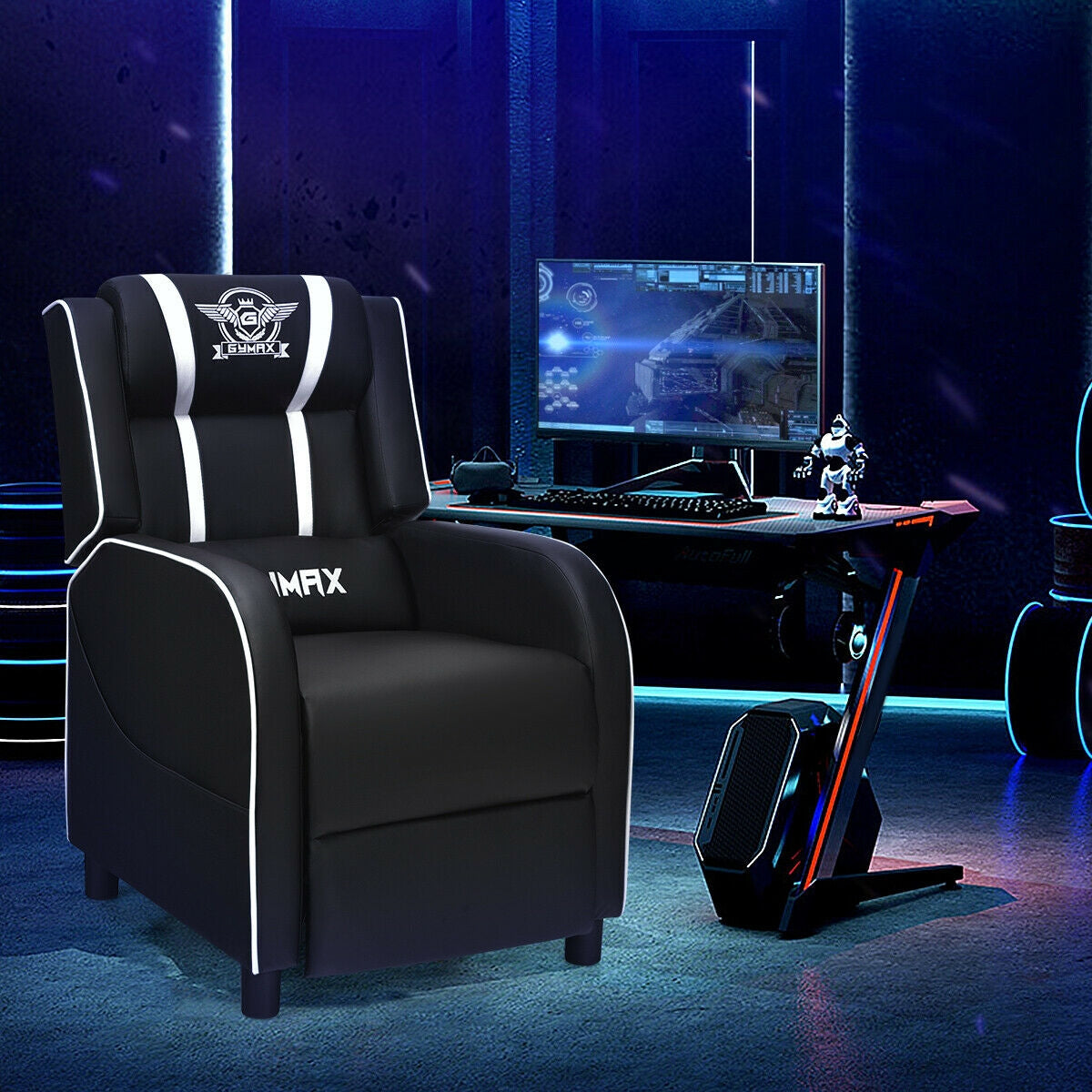 Gaming Recliner Chair with Massage and Footrest