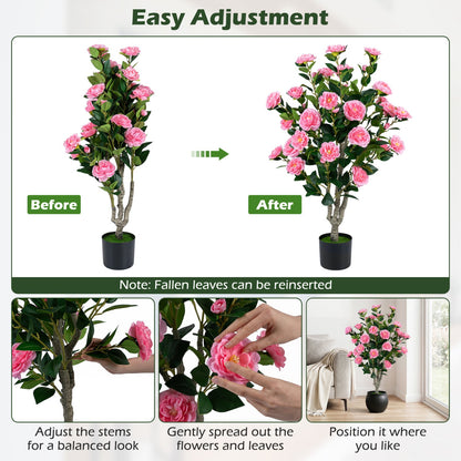 Artificial Camellia Tree 39.5" with Cement Pot