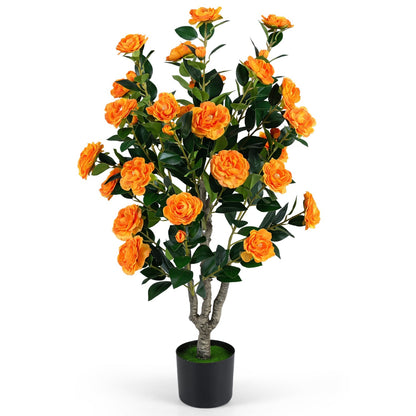 Artificial Camellia Tree 39.5" with Cement Pot